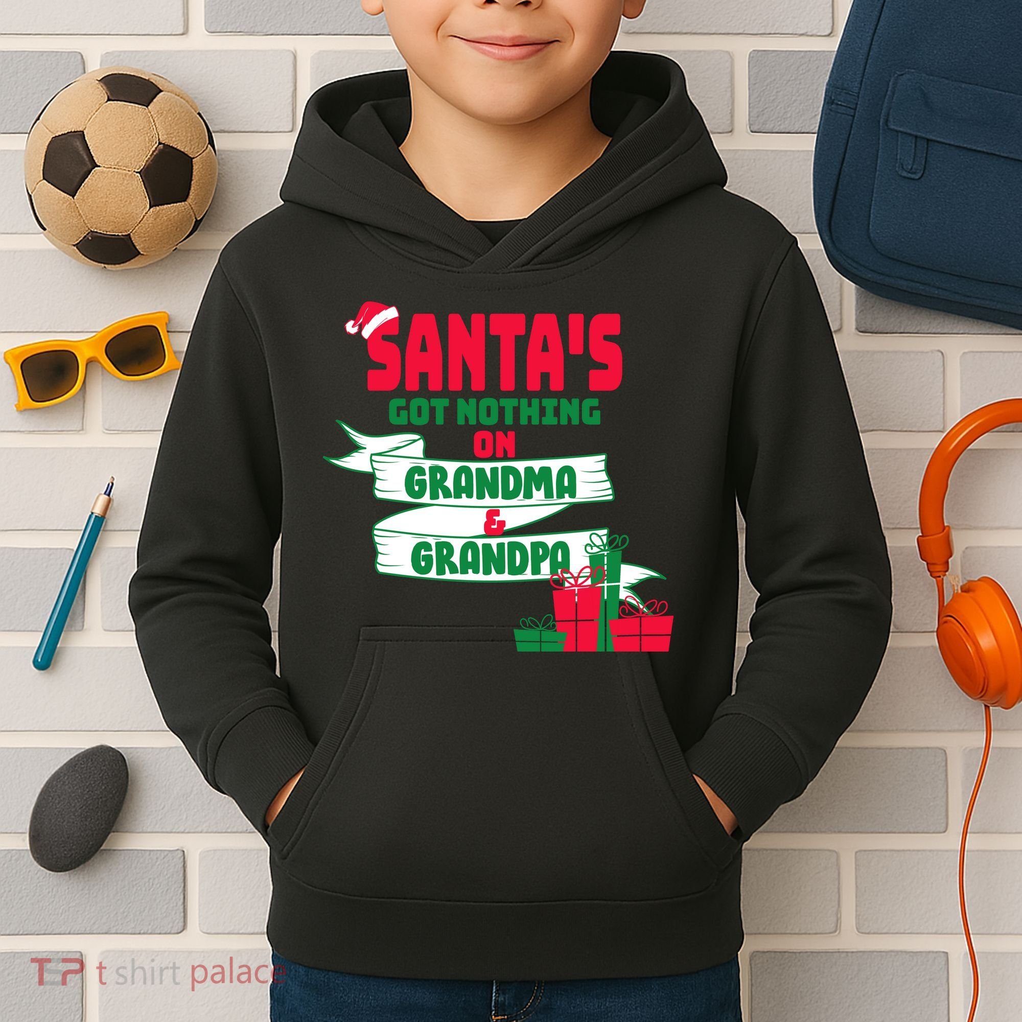 Santa's Got Nothing On Grandma And Grandpa Christmas Kids Hoodie