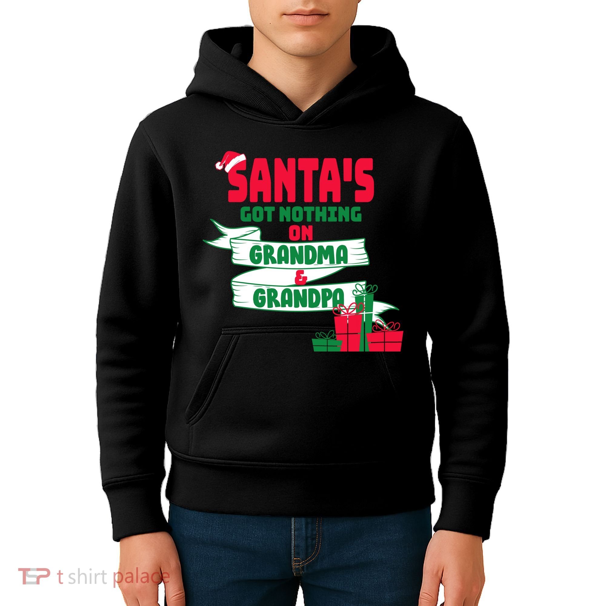 Santa's Got Nothing On Grandma And Grandpa Christmas Kids Hoodie