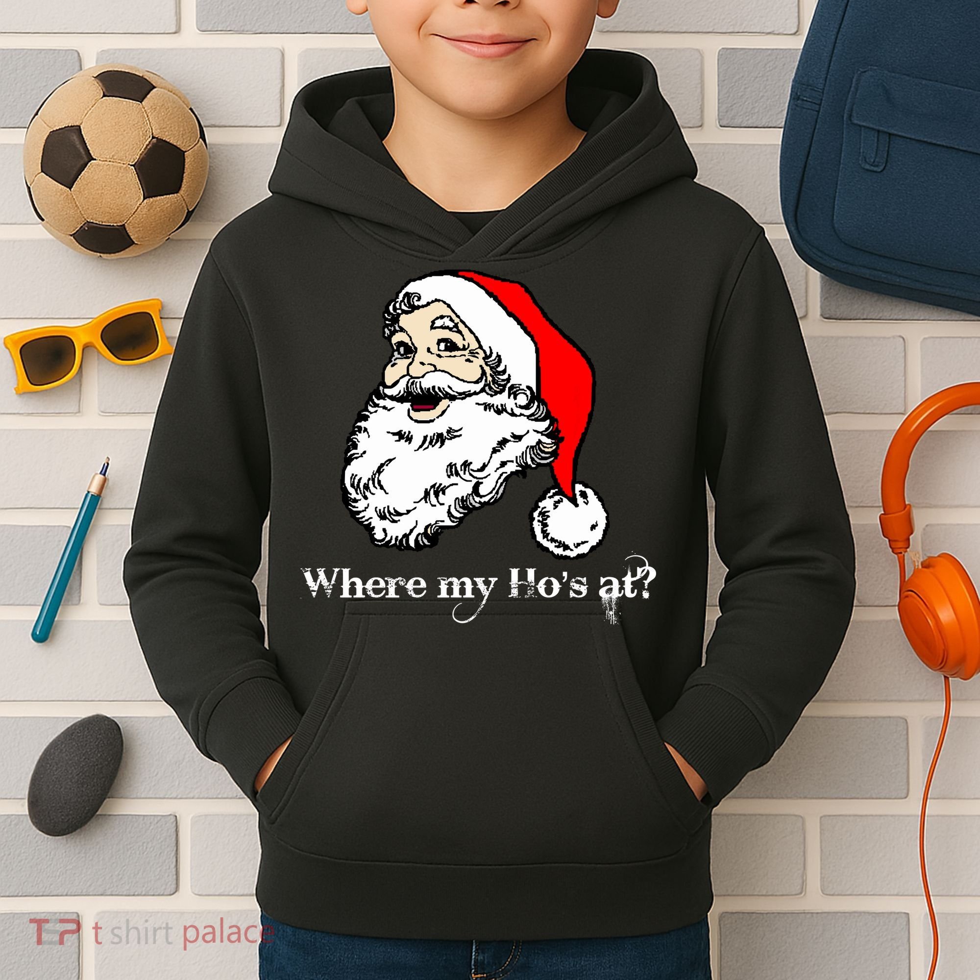 Santa's Ho Funny Christmas Kids Hoodie