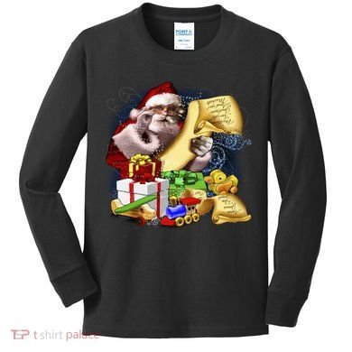 Santa's Making a List Kids Long Sleeve Shirt