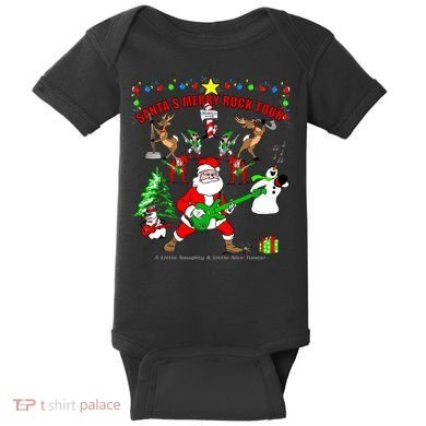 Santa's Merry Christmas Rock Tour Baby Bodysuit