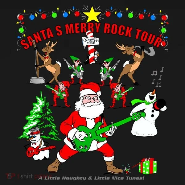 Santa's Merry Christmas Rock Tour Baby Bodysuit