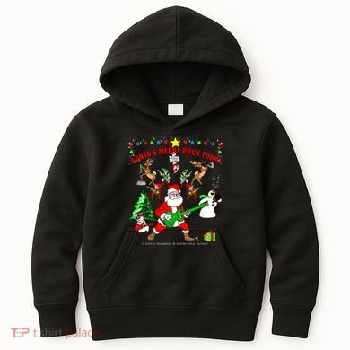 Santa's Merry Christmas Rock Tour Kids Hoodie