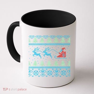 Santa's Retro Sleigh And Reindeer Ugly Christmas Sweater Coffee Mug