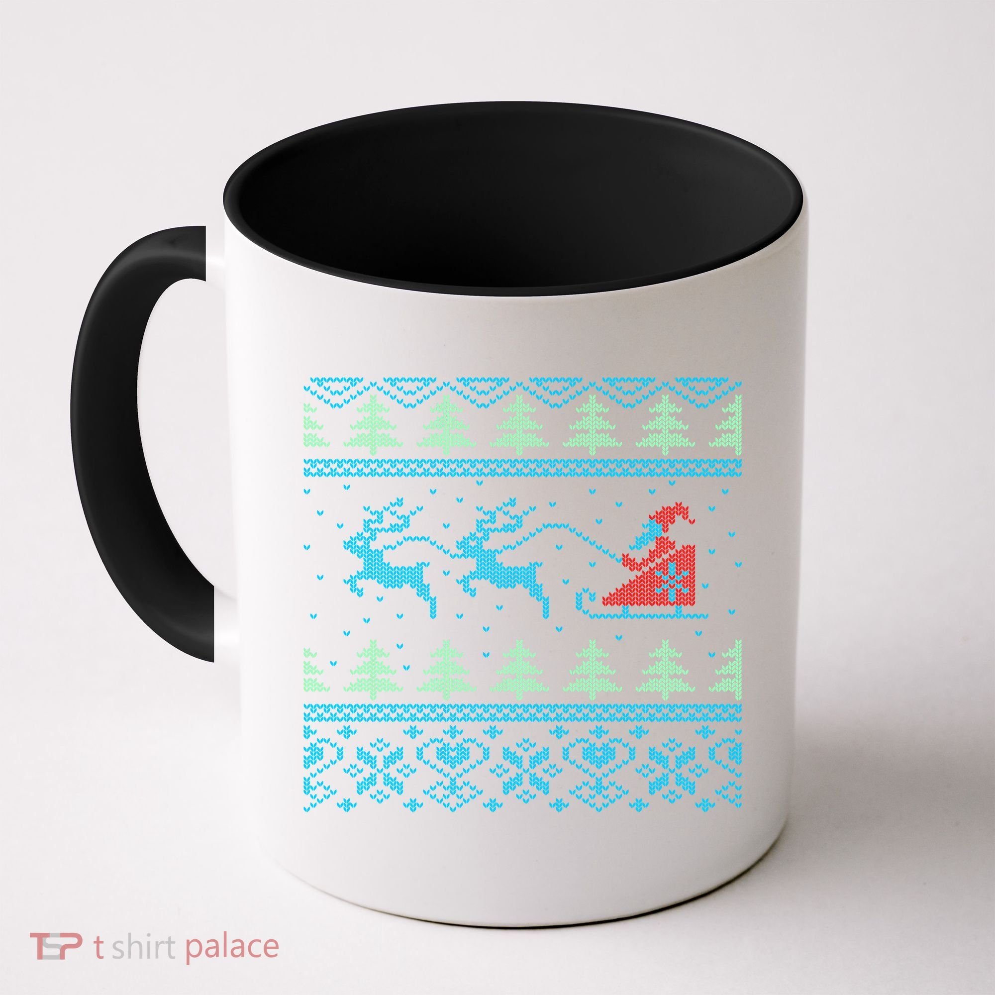 Santa's Retro Sleigh And Reindeer Ugly Christmas Sweater Coffee Mug
