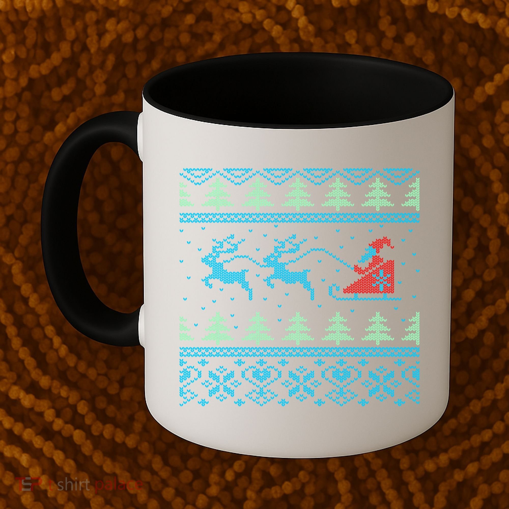 Santa's Retro Sleigh And Reindeer Ugly Christmas Sweater Coffee Mug