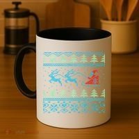 Santa's Retro Sleigh And Reindeer Ugly Christmas Sweater Coffee Mug thumb 4