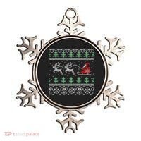 Santa's Retro Sleigh And Reindeer Ugly Christmas Sweater Ornament thumb 0