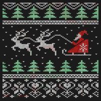 Santa's Retro Sleigh And Reindeer Ugly Christmas Sweater Ornament thumb 1