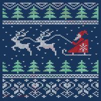 Santa's Retro Sleigh And Reindeer Ugly Christmas Sweater T-Shirt thumb 7