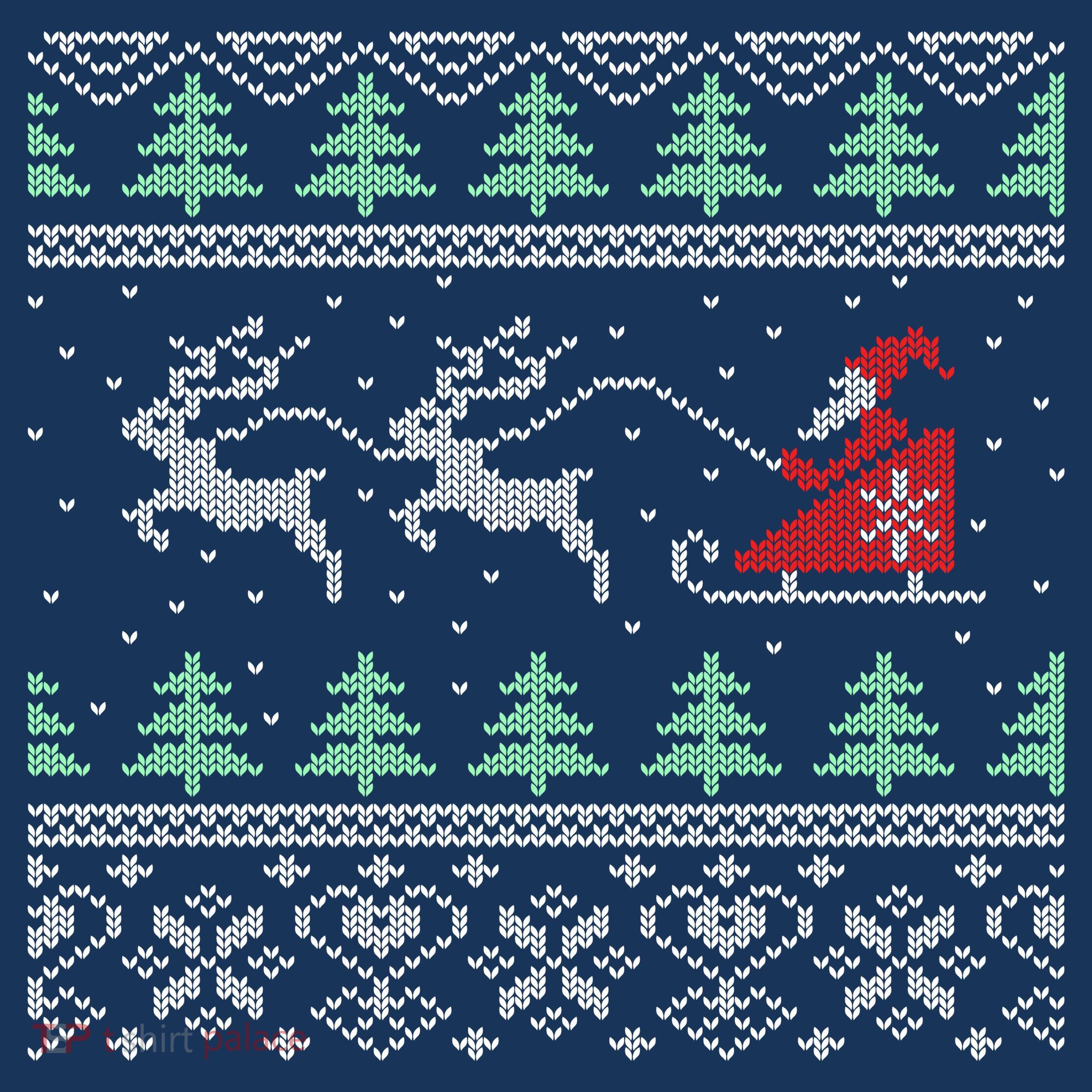 Santa's Retro Sleigh And Reindeer Ugly Christmas Sweater T-Shirt