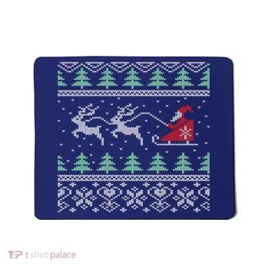 Santa's Retro Sleigh And Reindeer Ugly Christmas Sweater Mousepad