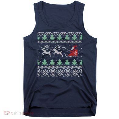 Santa's Retro Sleigh And Reindeer Ugly Christmas Sweater Tank Top