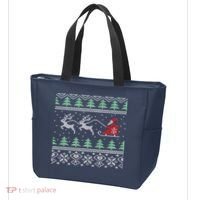 Santa's Retro Sleigh And Reindeer Ugly Christmas Sweater Tote Bag thumb 3