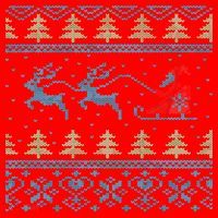 Santa's Retro Sleigh And Reindeer Ugly Christmas Sweater Santa Hat thumb 1