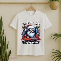 Sleighs Are Overrated Santa Classic Muscle Car Christmas T-Shirt thumb 2