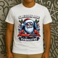 Sleighs Are Overrated Santa Classic Muscle Car Christmas T-Shirt thumb 3