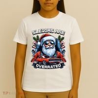 Sleighs Are Overrated Santa Classic Muscle Car Christmas T-Shirt thumb 4