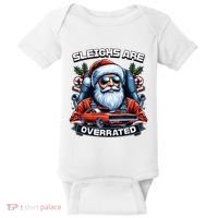 Sleighs Are Overrated Santa Classic Muscle Car Christmas Baby Bodysuit thumb 0
