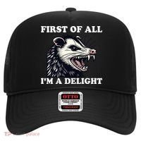 Sarcastic Angry Opossum Lover First Of All IM A Delight Hat thumb 0