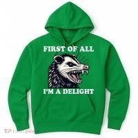 Sarcastic Angry Opossum Lover First Of All IM A Delight Hoodie thumb 0