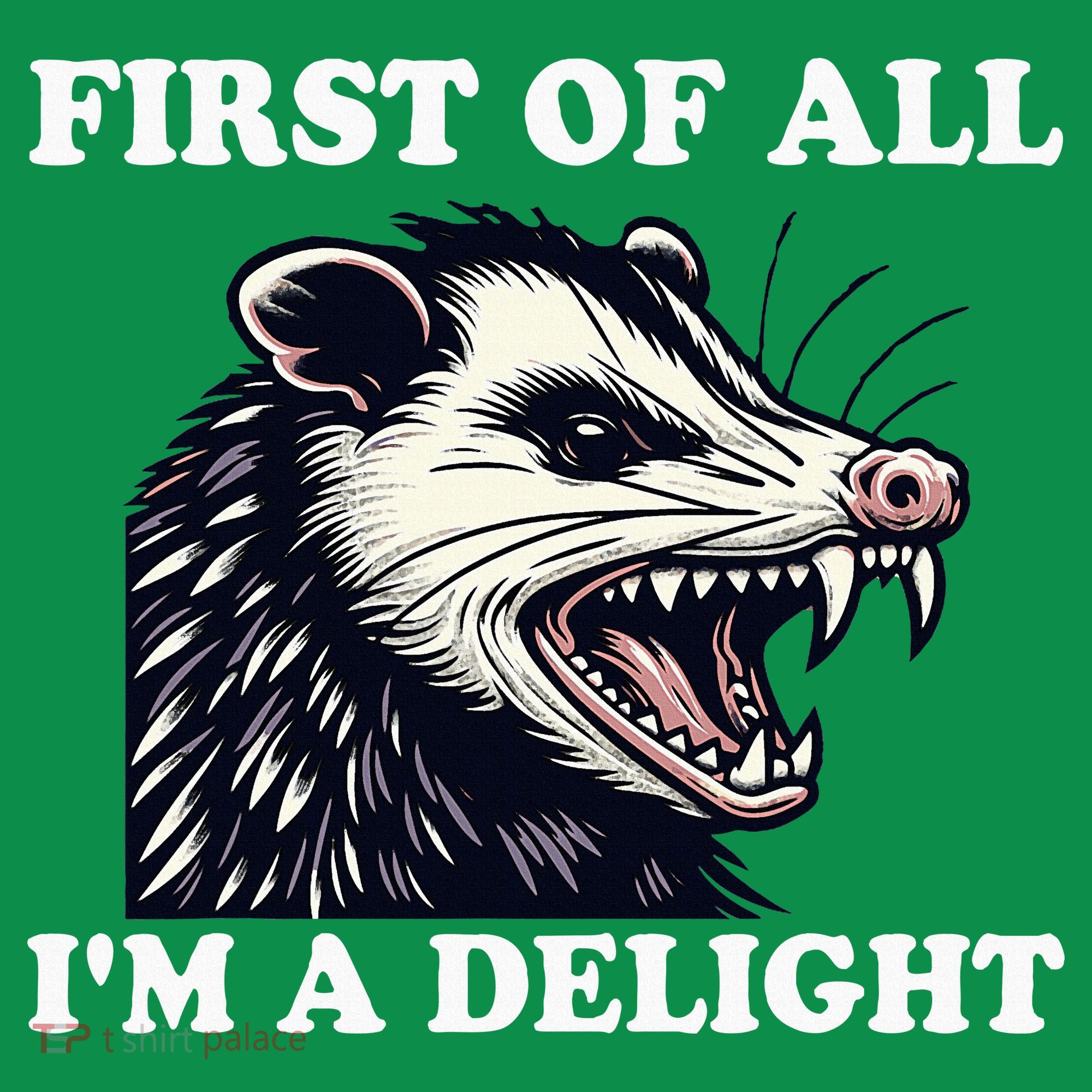 Sarcastic Angry Opossum Lover First Of All IM A Delight Ornament