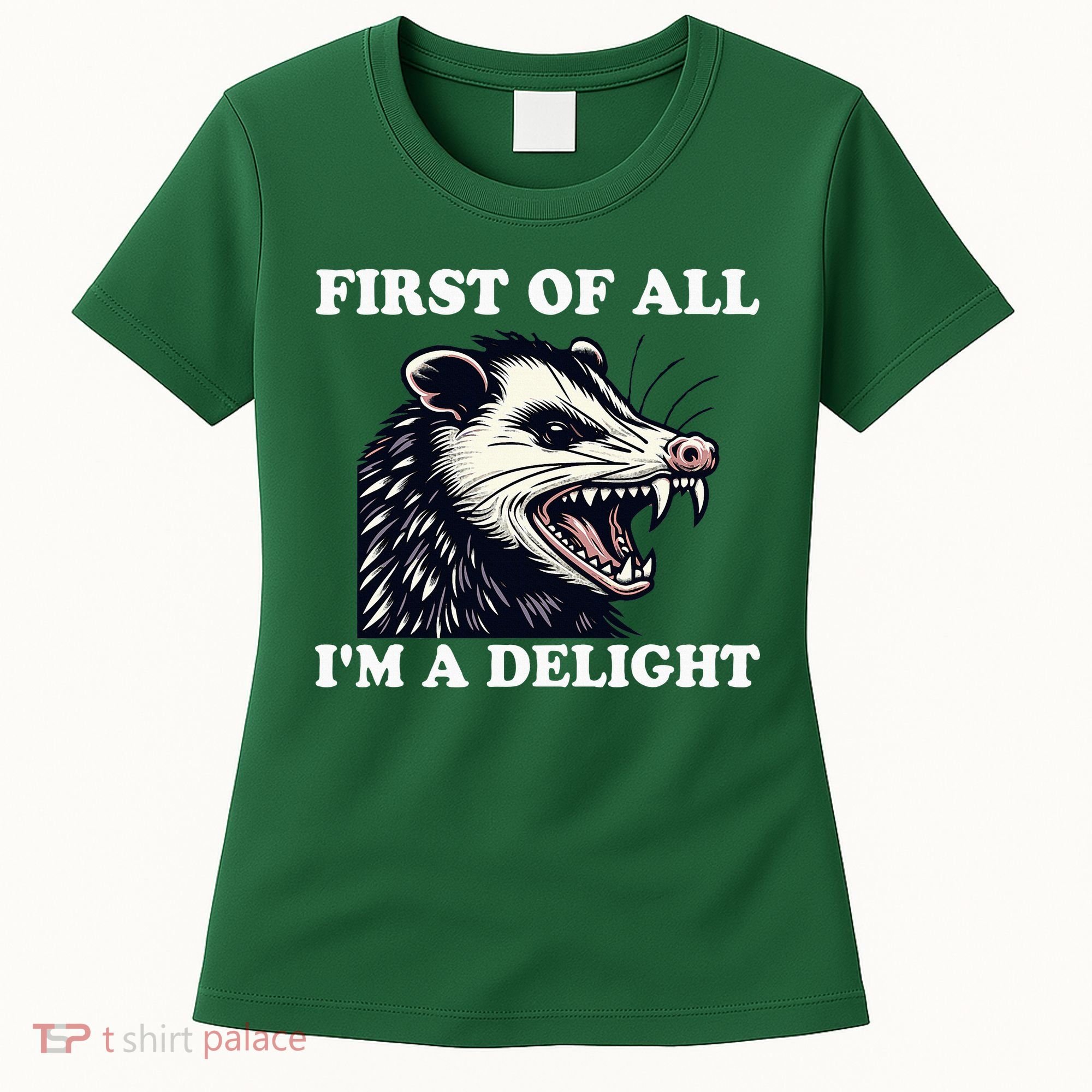 Sarcastic Angry Opossum Lover First Of All IM A Delight Women's T-Shirt