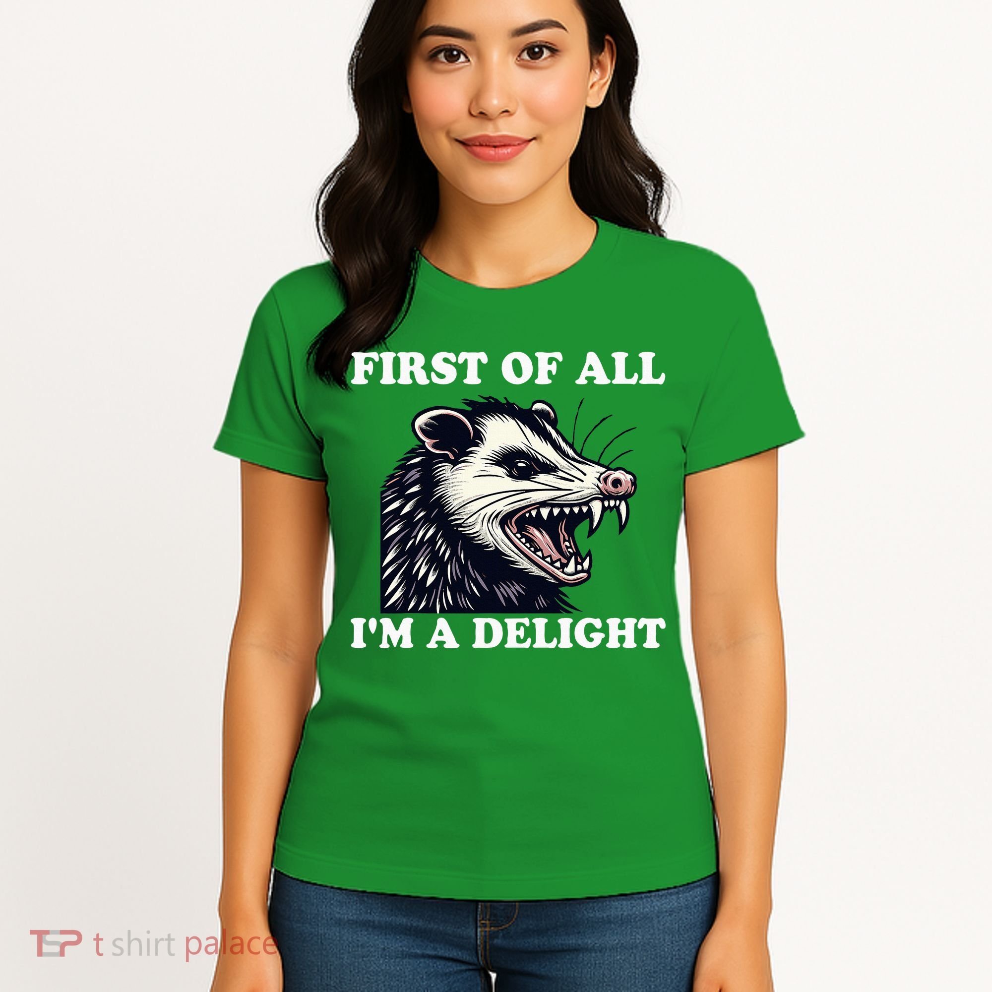 Sarcastic Angry Opossum Lover First Of All IM A Delight Women's T-Shirt