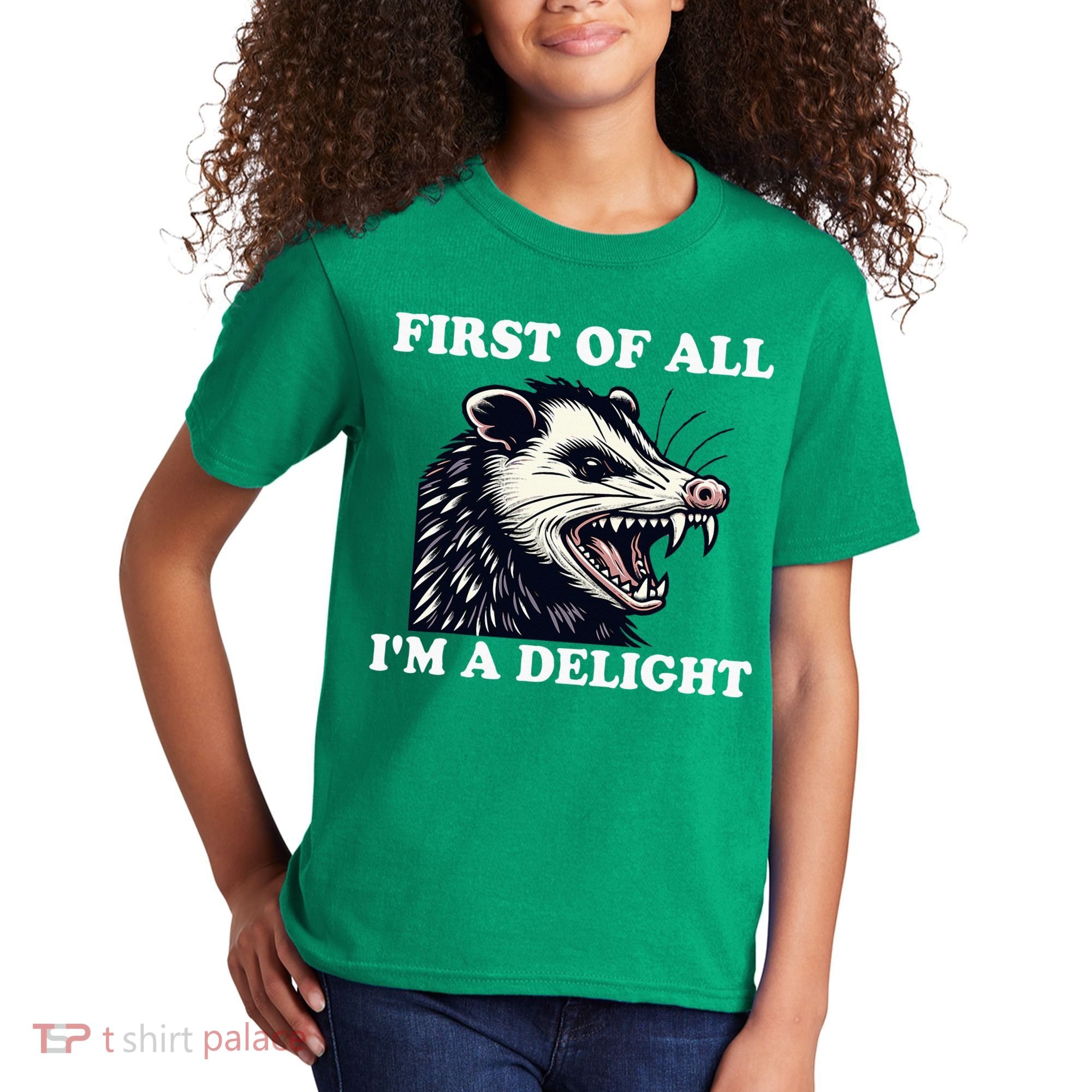 Sarcastic Angry Opossum Lover First Of All IM A Delight Kids T-Shirt