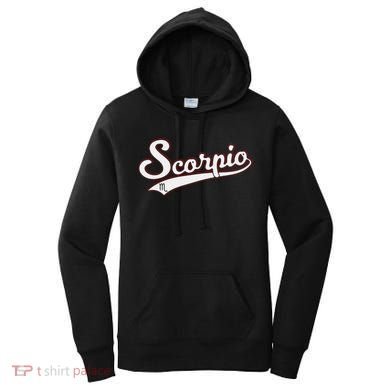 Scorpio Astrology October November Birthday Baseball Script Gift Women's Hoodie