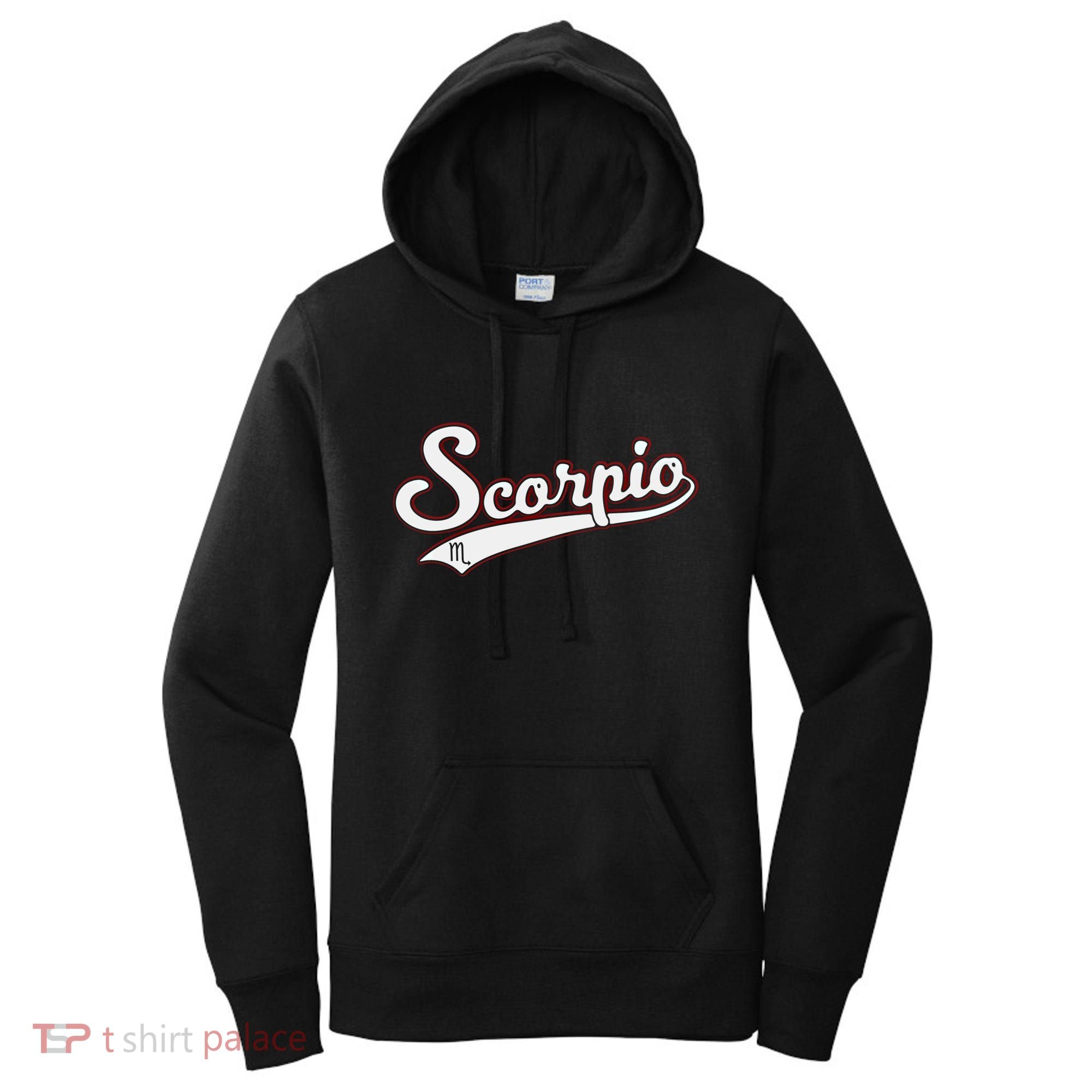 Scorpio Astrology October November Birthday Baseball Script Gift Women's Hoodie