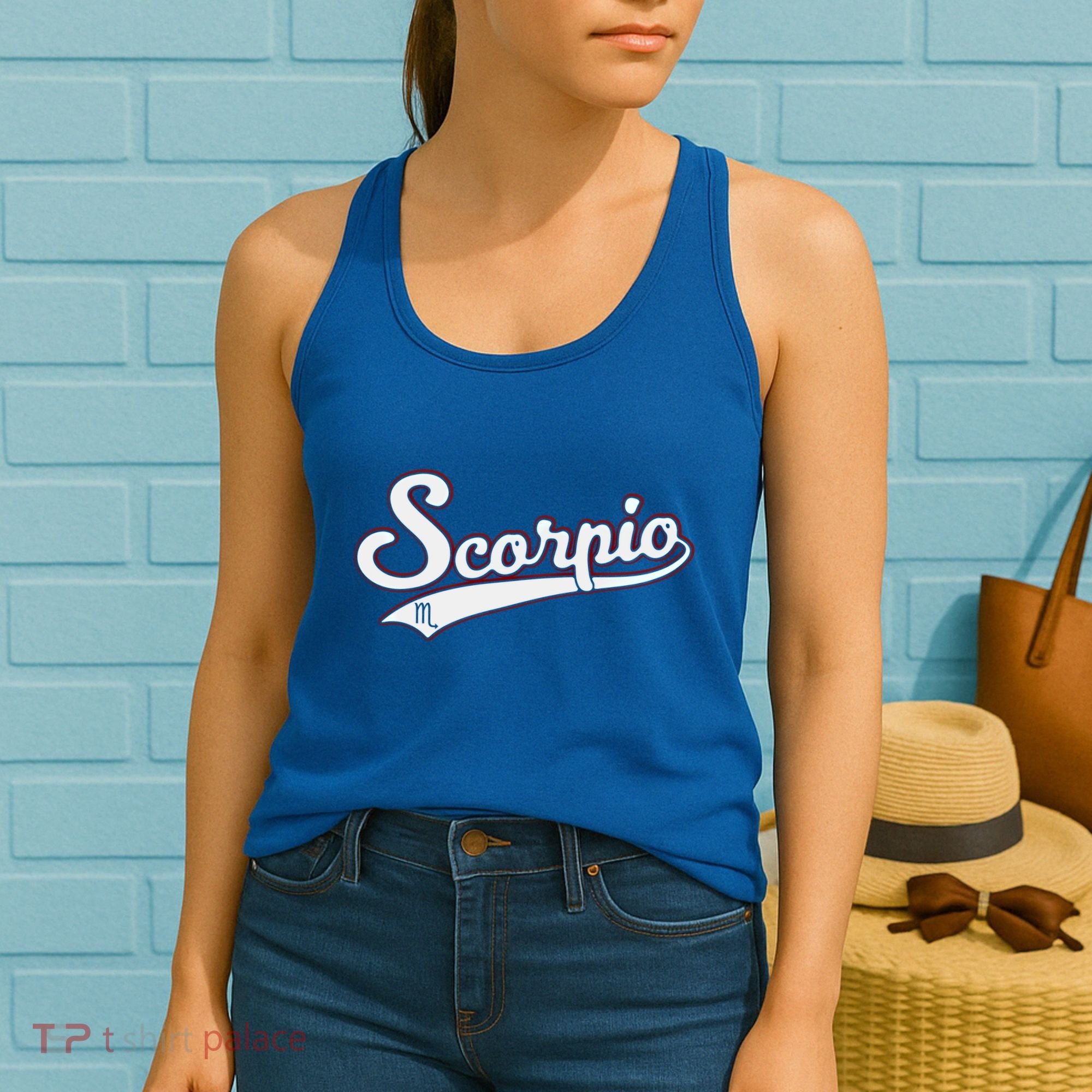 Scorpio Astrology October November Birthday Baseball Script Gift Women's Tank Top