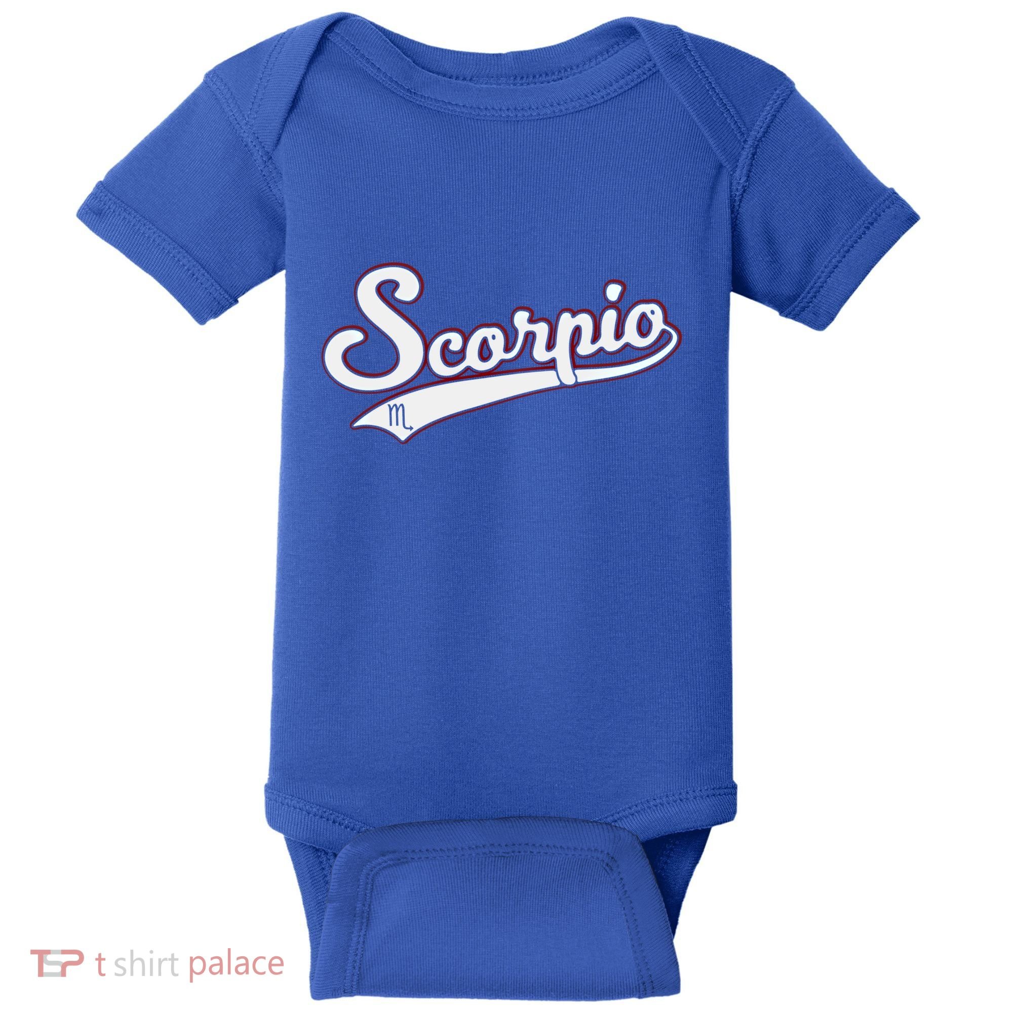 Scorpio Astrology October November Birthday Baseball Script Gift Baby Bodysuit