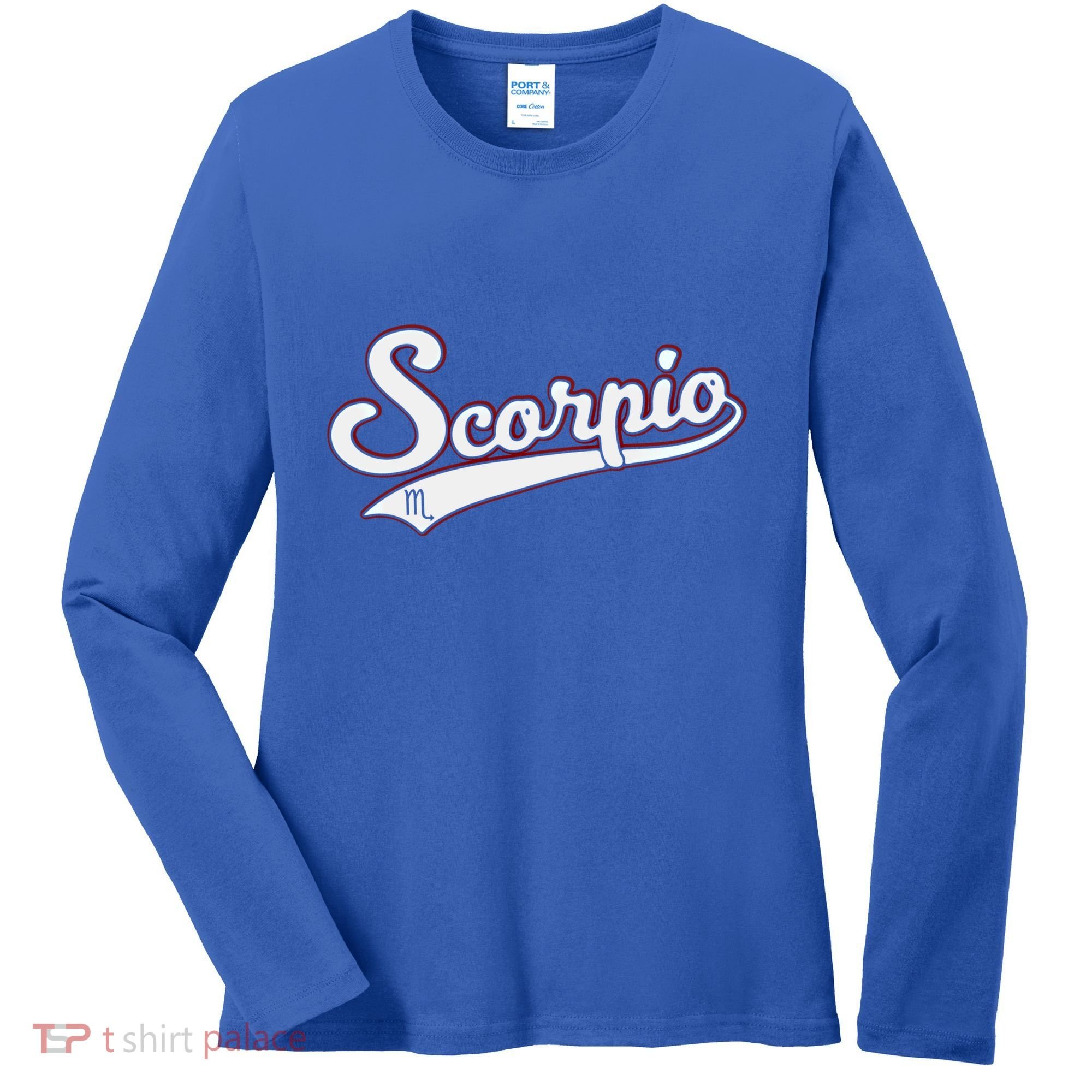 Scorpio Astrology October November Birthday Baseball Script Gift Women's Long Sleeve Shirt