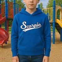 Scorpio Astrology October November Birthday Baseball Script Gift Kids Hoodie thumb 2