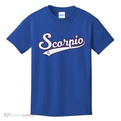 Scorpio Astrology October November Birthday Baseball Script Gift Kids T-Shirt