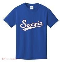 Scorpio Astrology October November Birthday Baseball Script Gift Kids T-Shirt thumb 0