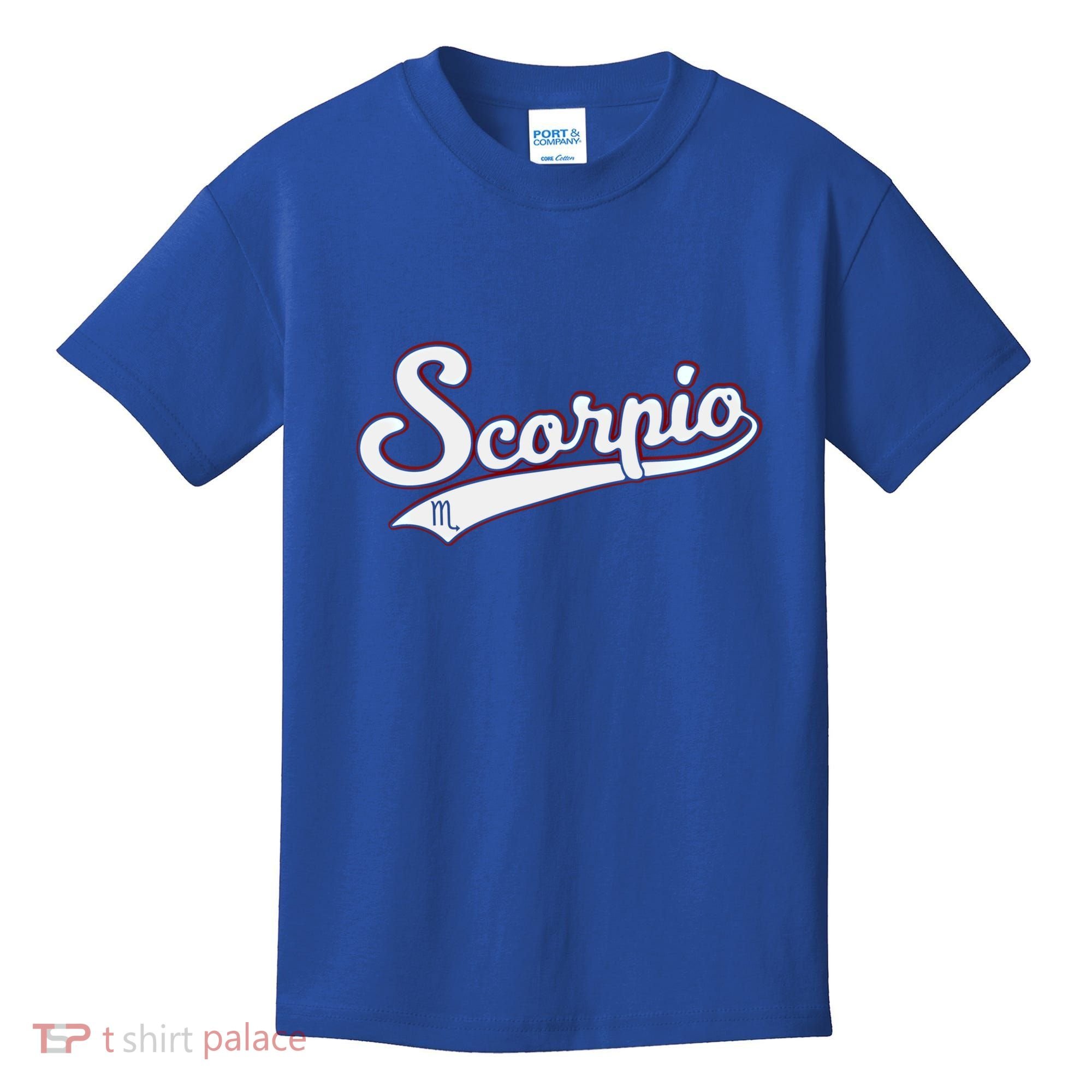 Scorpio Astrology October November Birthday Baseball Script Gift Kids T-Shirt