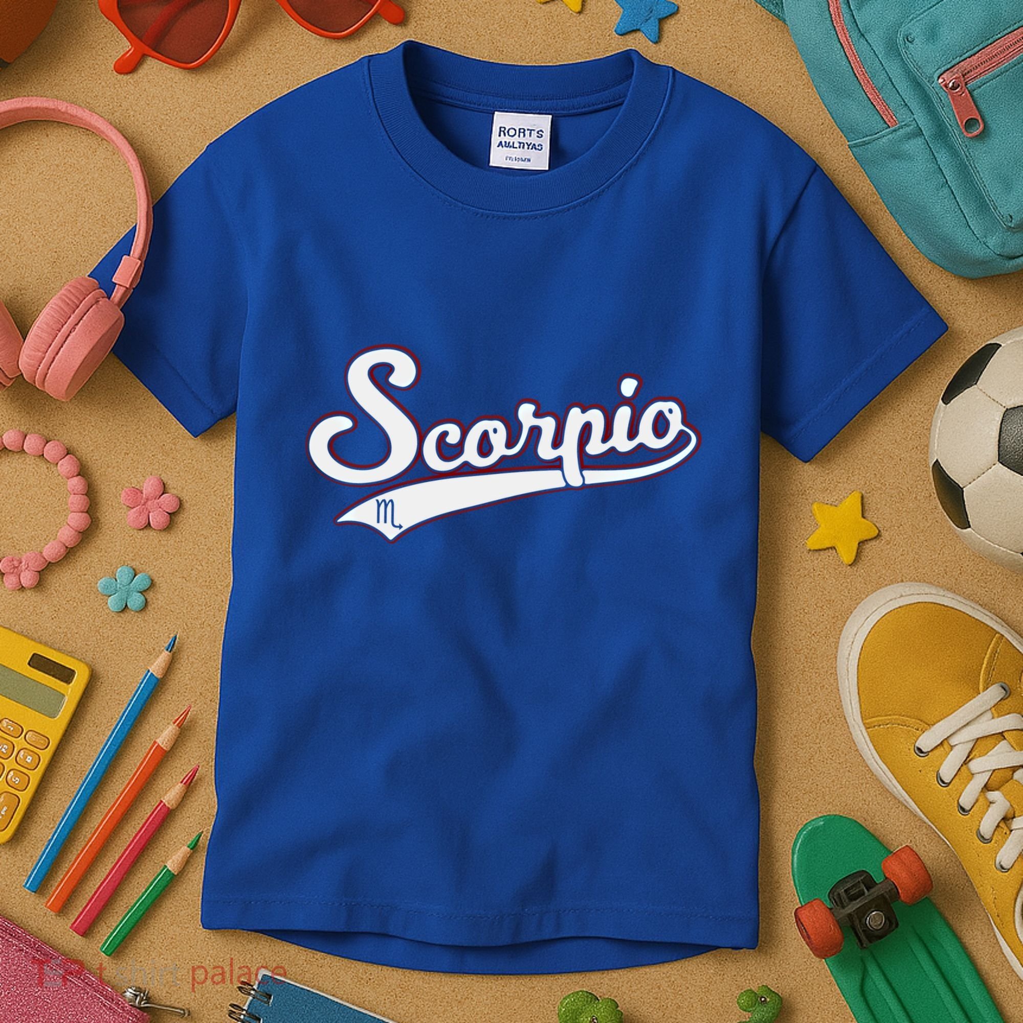 Scorpio Astrology October November Birthday Baseball Script Gift Kids T-Shirt