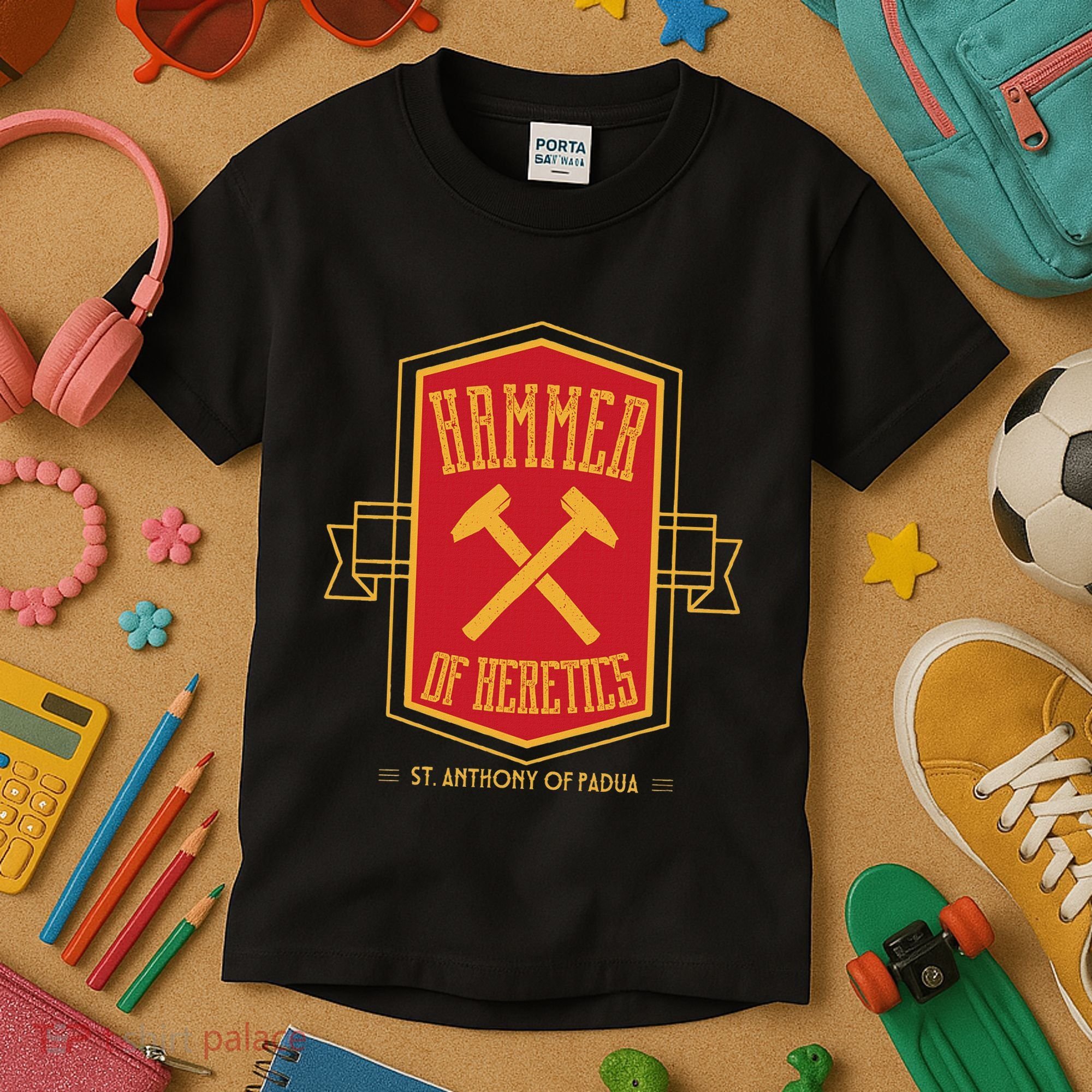St Anthony Of Padua Hammer Of Heretics Catholic Saint Kids T-Shirt