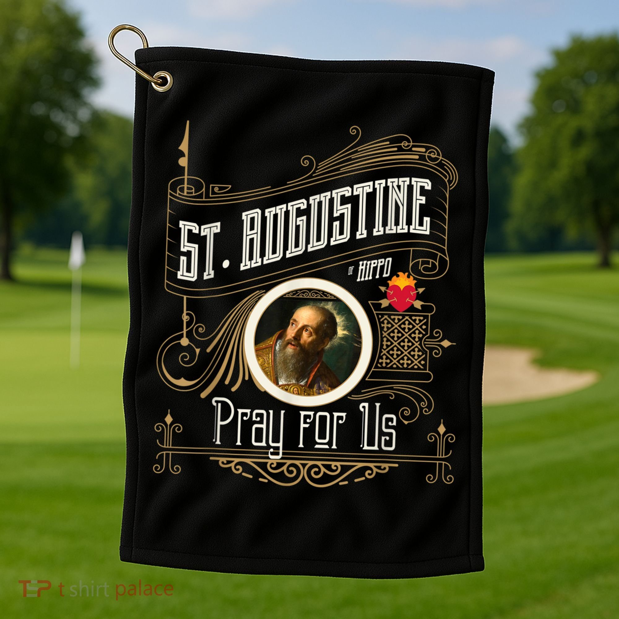 St. Augustine Of Hippo Pray For Us City God Catholic Golf Towel
