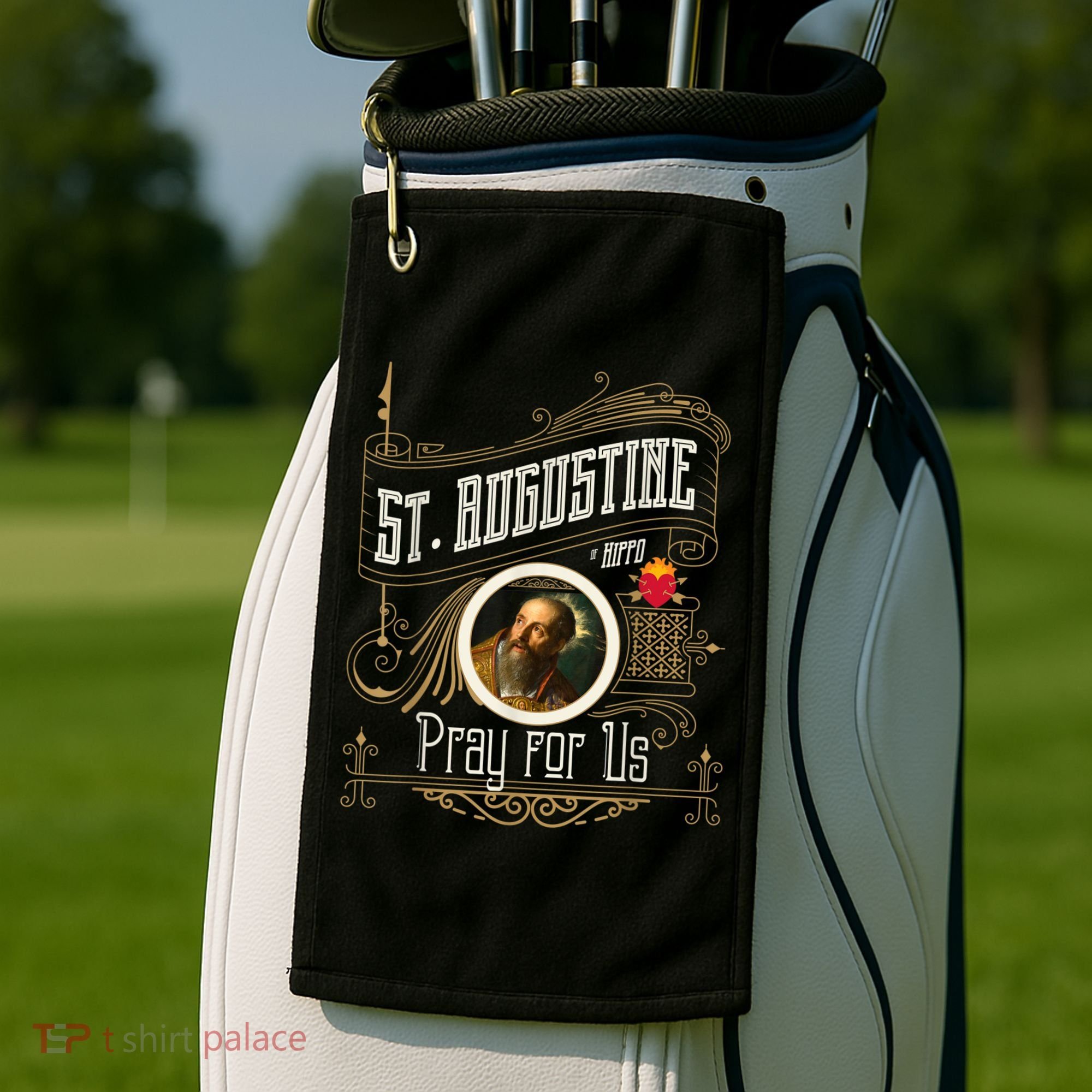 St. Augustine Of Hippo Pray For Us City God Catholic Golf Towel