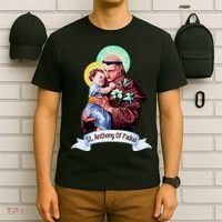 St Anthony Of Padua Holding Jesus Catholic Saint St Anthony T-Shirt thumb 6