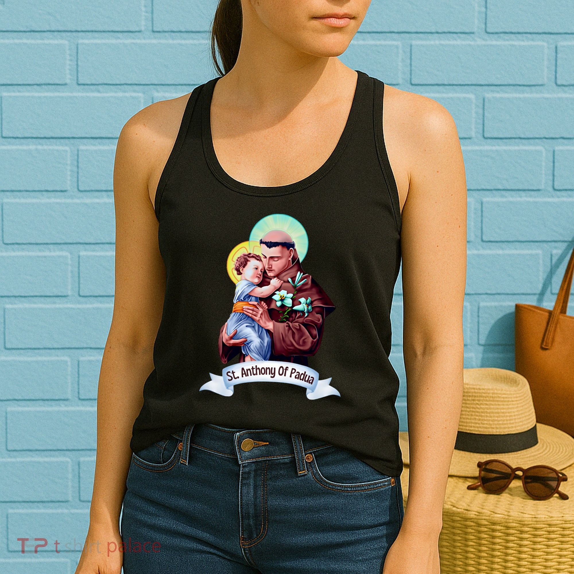 St Anthony Of Padua Holding Jesus Catholic Saint St Anthony Women's Tank Top