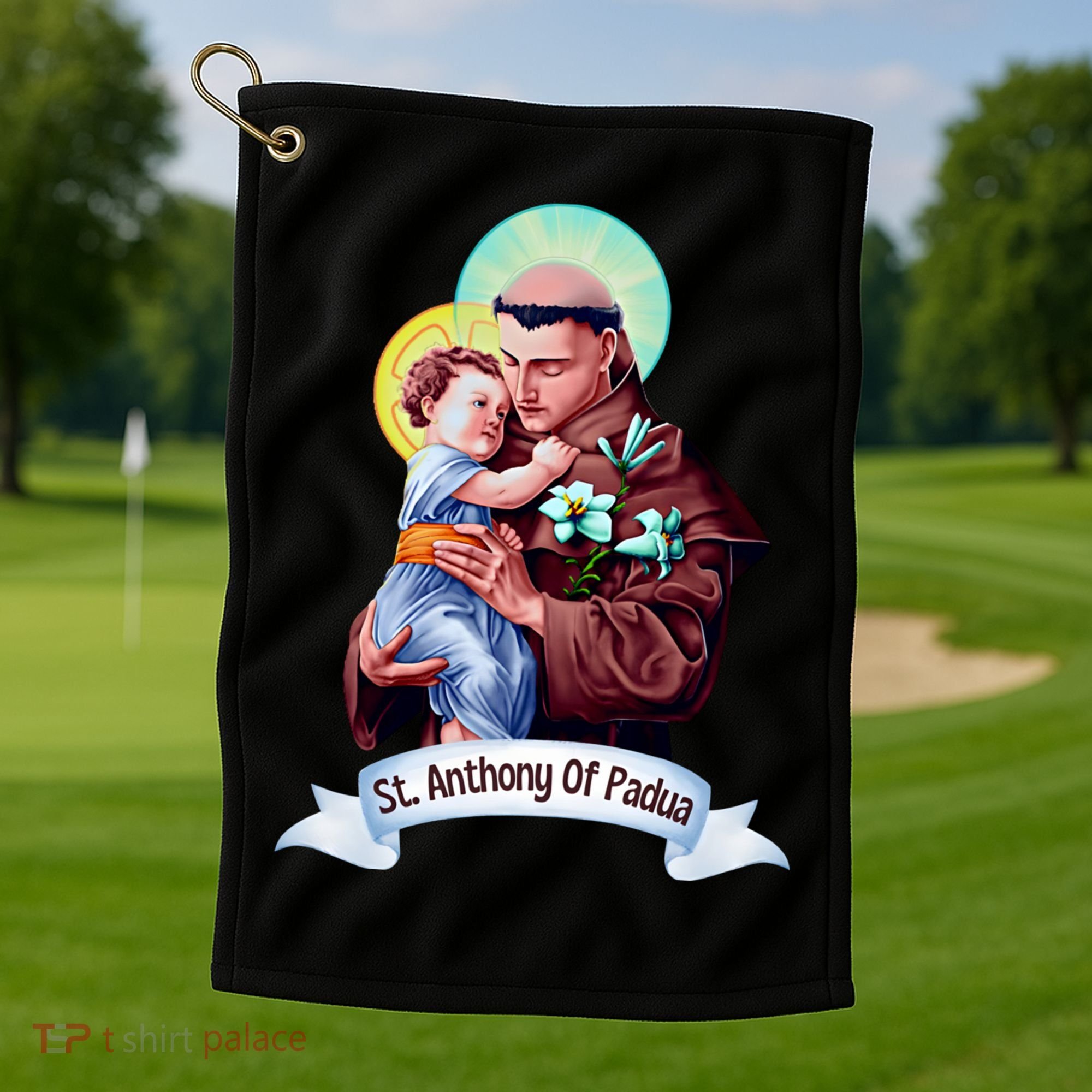 St Anthony Of Padua Holding Jesus Catholic Saint St Anthony Golf Towel