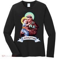 St Anthony Of Padua Holding Jesus Catholic Saint St Anthony Women's Long Sleeve Shirt thumb 0