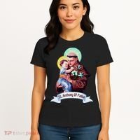St Anthony Of Padua Holding Jesus Catholic Saint St Anthony Women's T-Shirt thumb 4