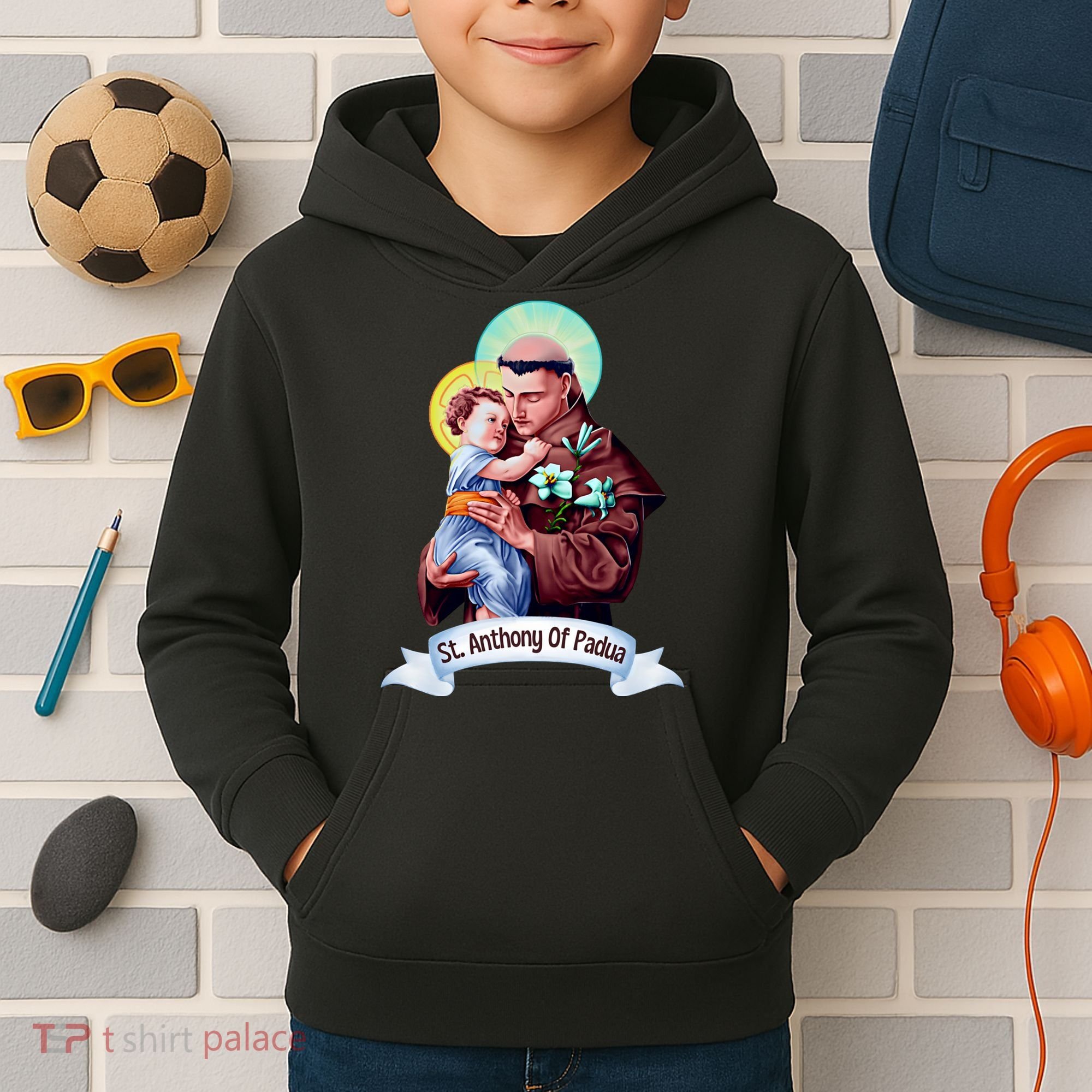 St Anthony Of Padua Holding Jesus Catholic Saint St Anthony Kids Hoodie