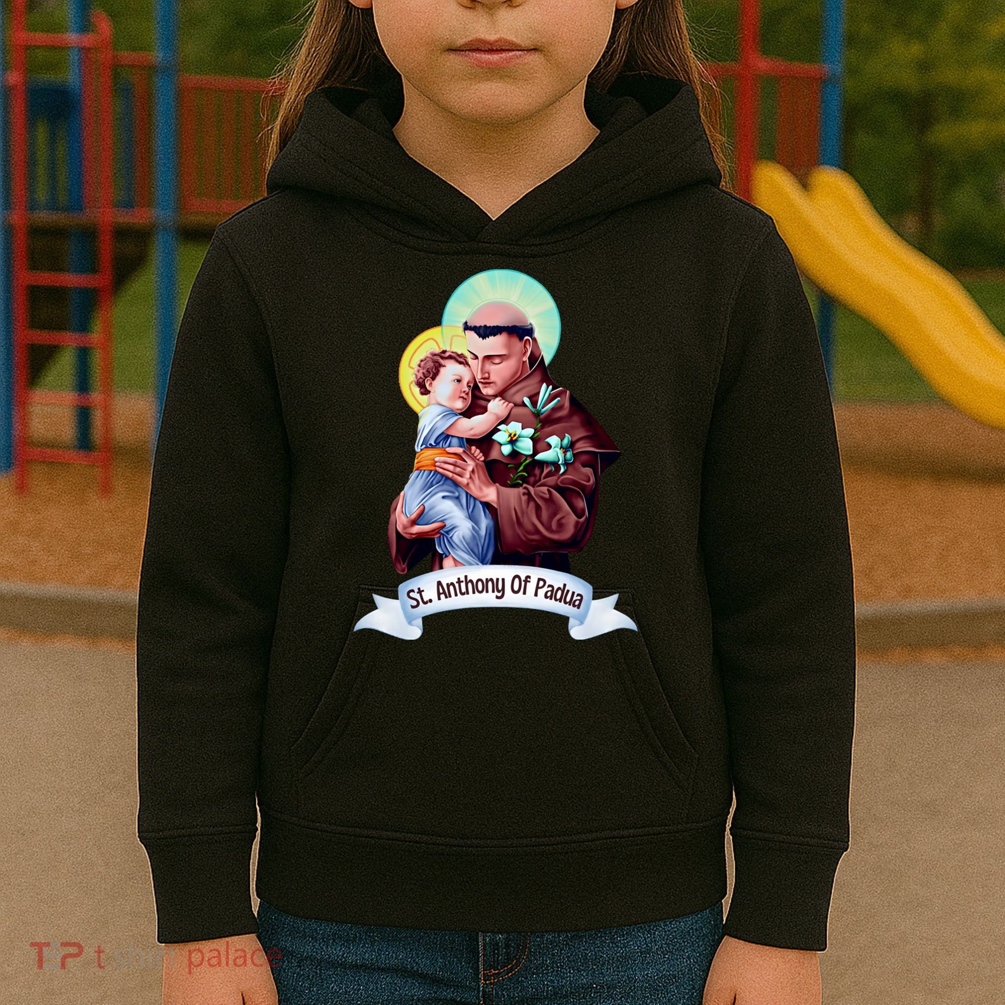 St Anthony Of Padua Holding Jesus Catholic Saint St Anthony Kids Hoodie