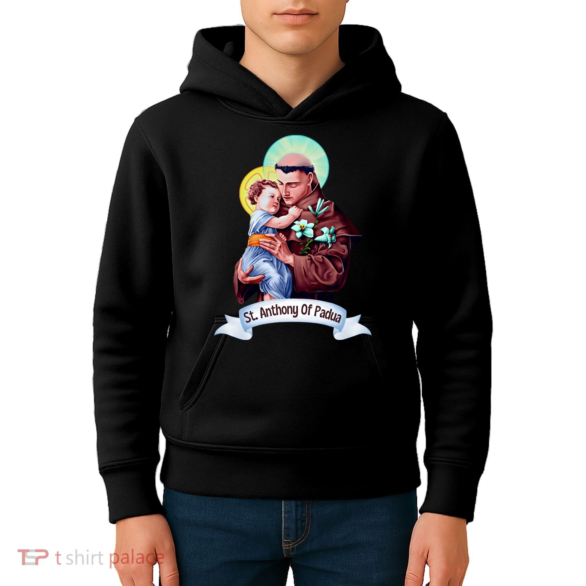 St Anthony Of Padua Holding Jesus Catholic Saint St Anthony Kids Hoodie
